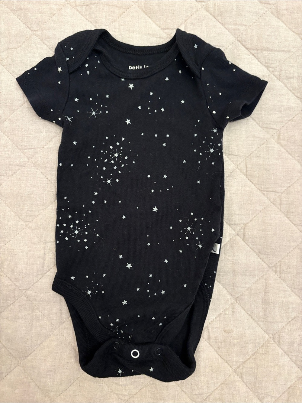 Petit Lem Black Star-Print Cotton Bodysuit